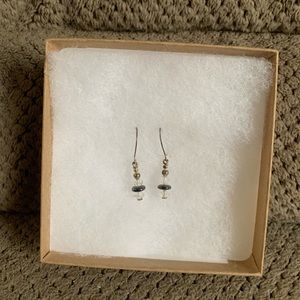 Cute Earrings with Clear and Dark Gray/Silver Bead Earrings